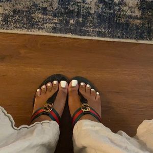 Nylon Guccissima Web Womens Thong Sandals Green Red Black